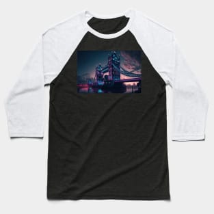 Tower Bridge Cyberpunk style Baseball T-Shirt